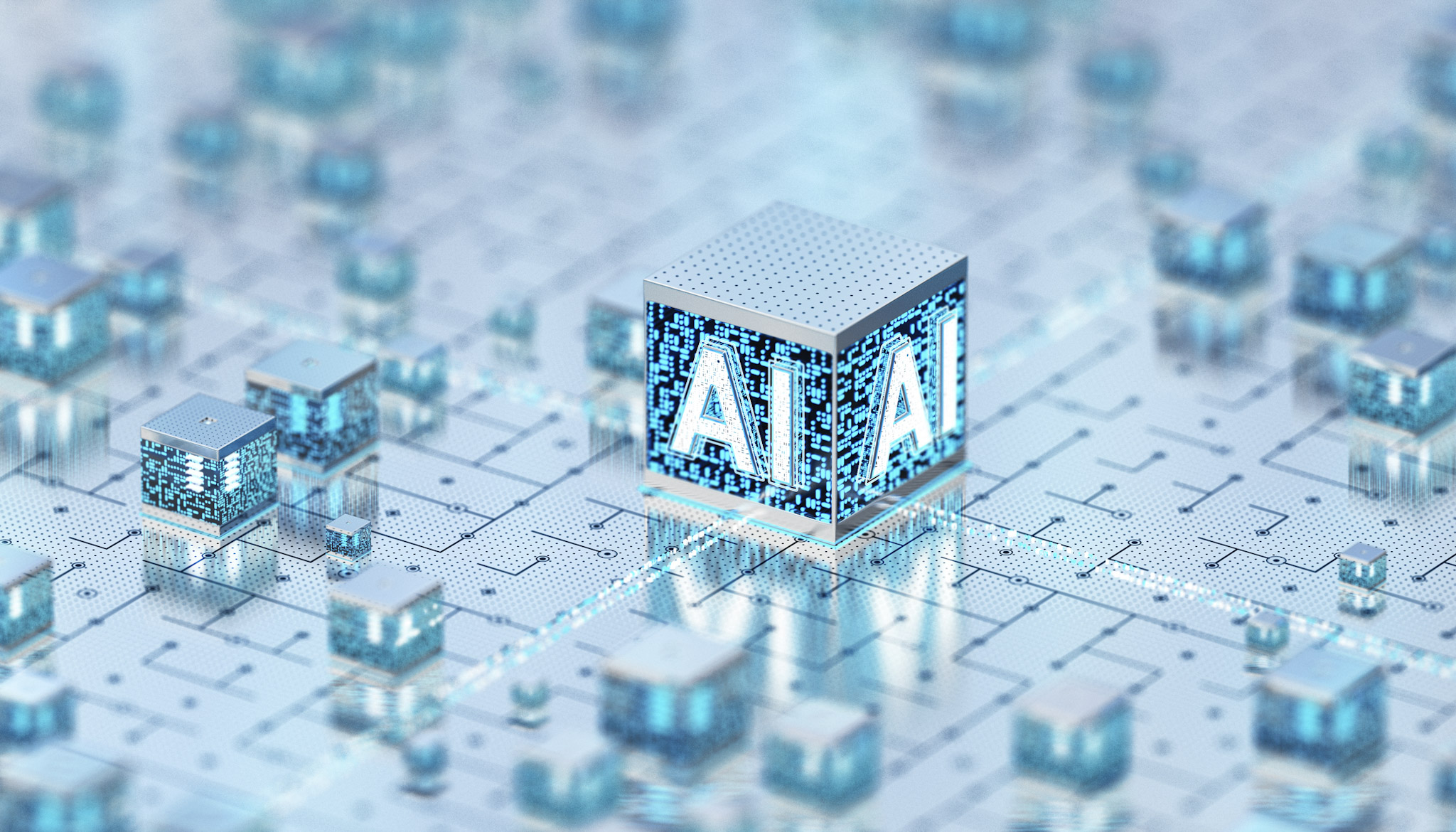 AI cube on top of something like a mirror