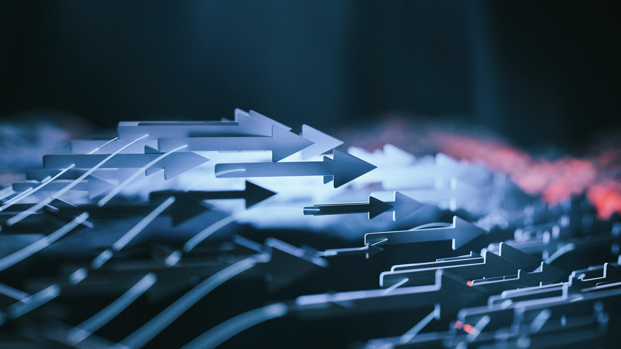 Abstract arrows pointing forward.