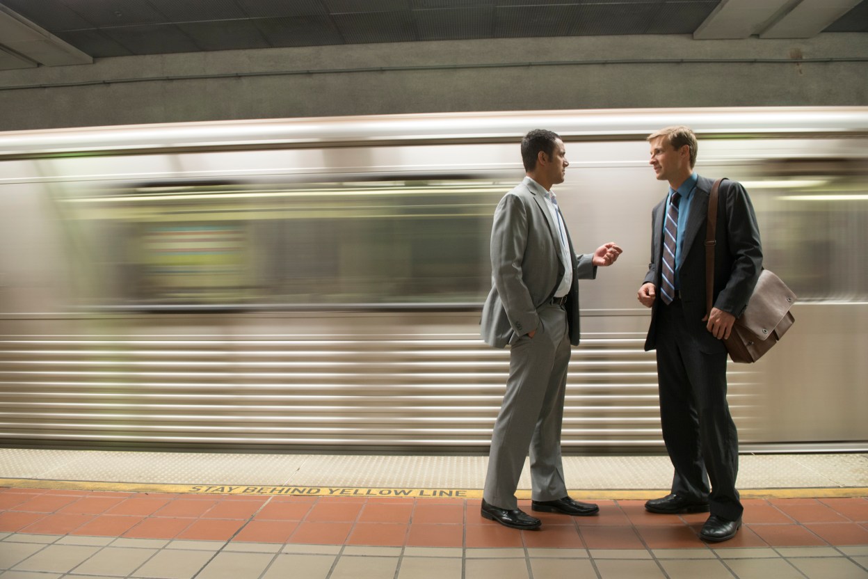 Businessmen making conversation