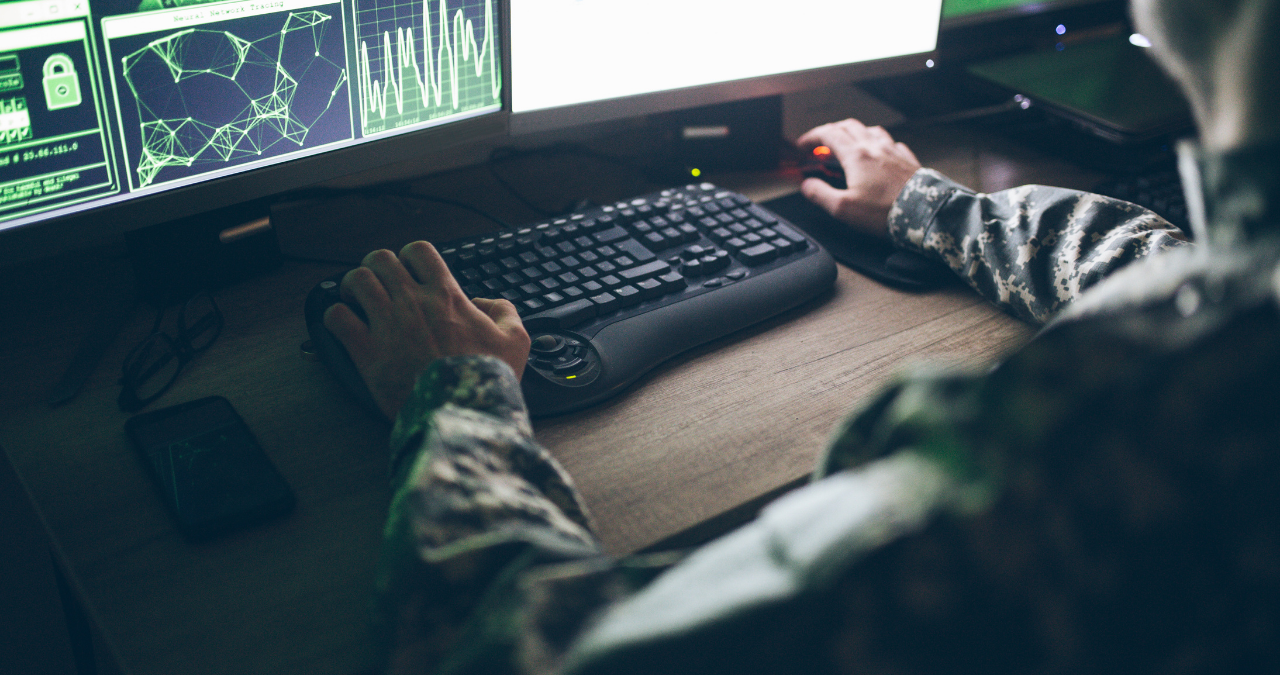 Soldier at control center