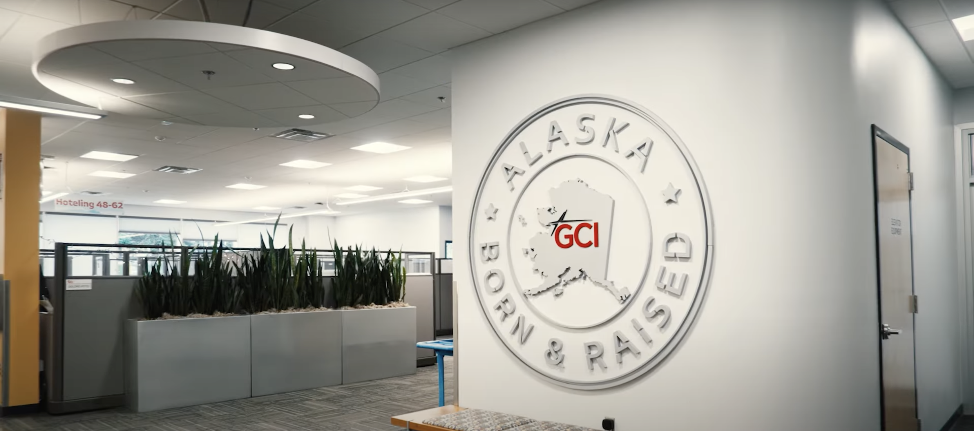 GCI logo on a office wall