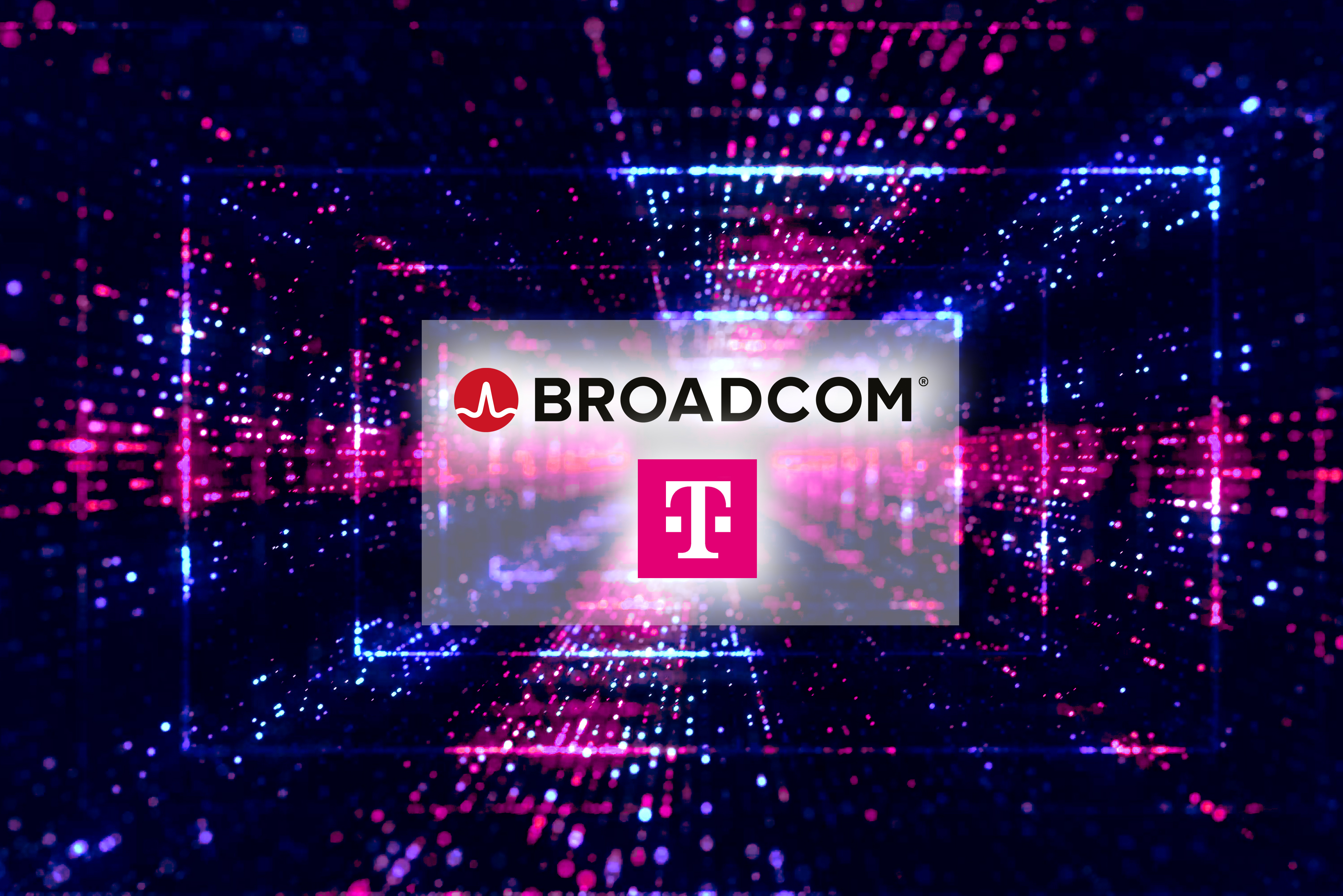 Broadcom logo with Deutsche Telekom logo.