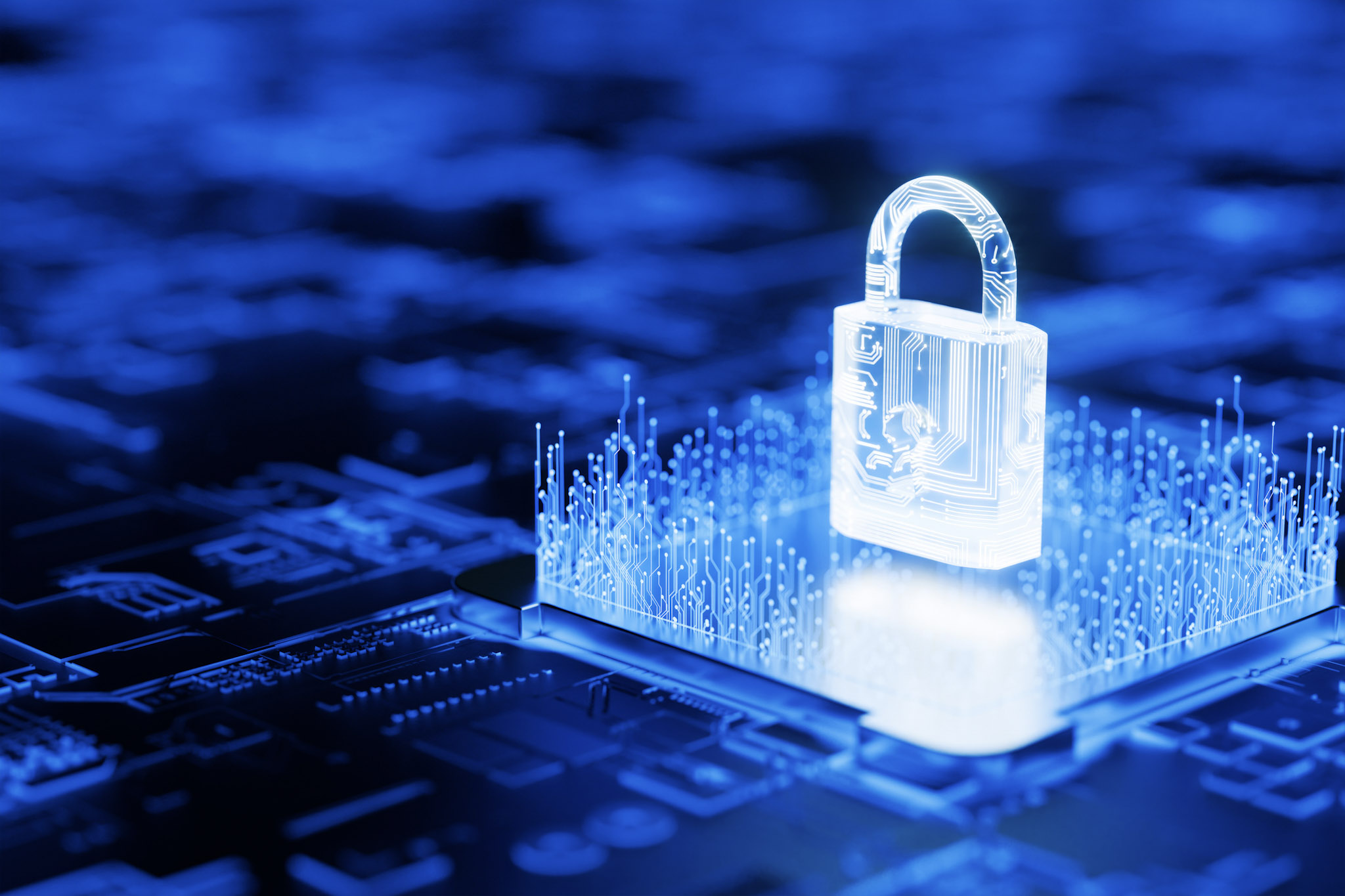 A lock image on a blue background
